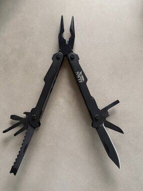 NWTF Multi Tool Pliers Black Folding Survival Camping Fishing Utility Tool